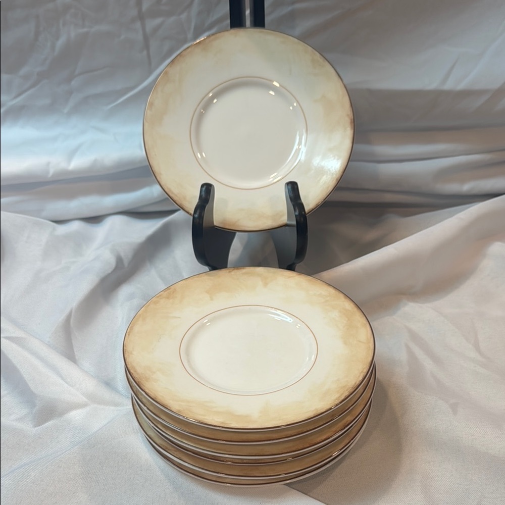 American Atelier ‘Tropical Palm’ Leaf B&B Side Plates Set of 7, 5185, Palm Trees